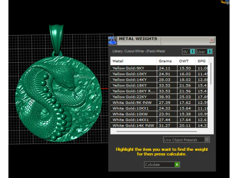 ROUND SNAKE GOLD PENDANT 3D Print Model