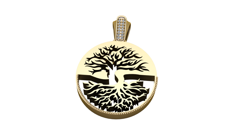3D ROUND GOLD TREE PENDANT 3D Print Model .c4d .max .obj .3ds .fbx .stl .blend