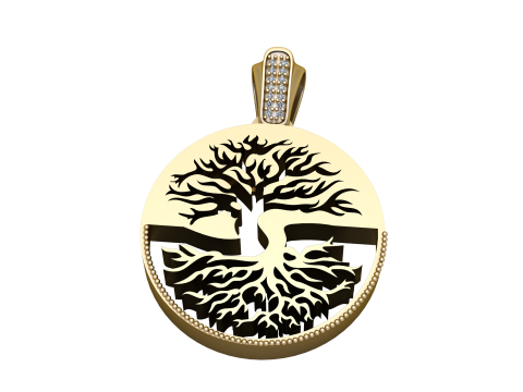 3D ROUND GOLD TREE PENDANT Modello di stampa 3D