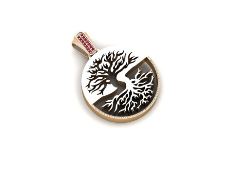 3D ROUND GOLD TREE PENDANT 3D Print Model