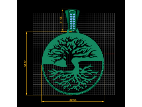 3D ROUND GOLD TREE PENDANT 3D Print Model
