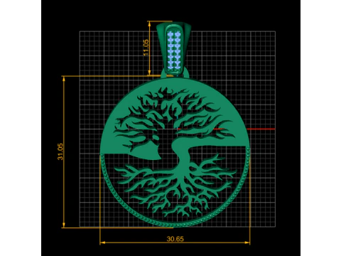 3D ROUND GOLD TREE PENDANT 3D Print Model