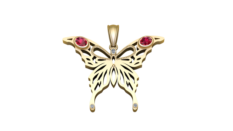 BUTTERFLY GOLD PENDANT 3D Print Model .c4d .max .obj .3ds .fbx .stl .blend 