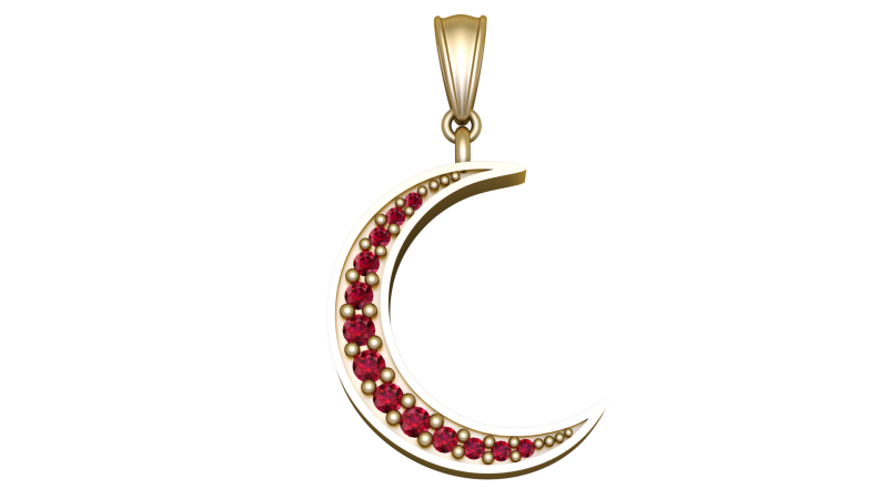 MOON GOLD PENDANT 3D Print Model .c4d .max .obj .3ds .fbx .stl .blend