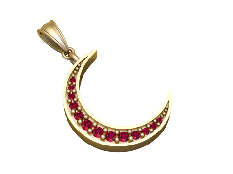 MOON GOLD PENDANT 3D Print Model