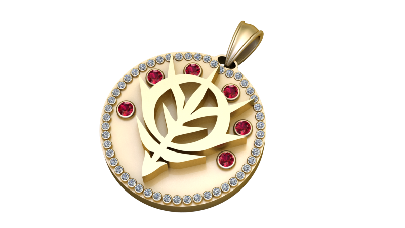 КРУГЛИЙ ЛИСТЯ КУЛОН 3D Принт Модель .c4d .max .obj .3ds .fbx .stl .blend