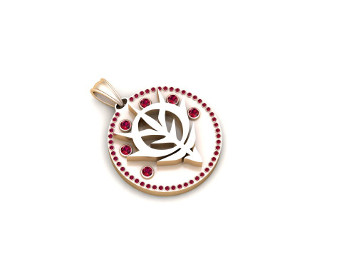 КРУГЛИЙ ЛИСТЯ КУЛОН 3D Принт Модель