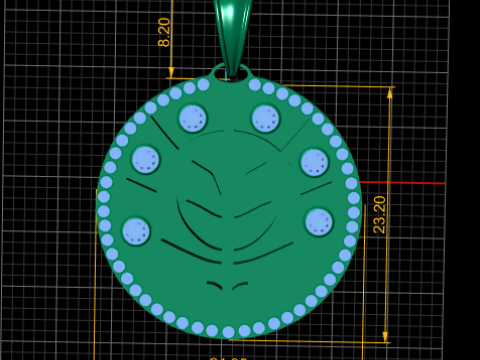 КРУГЛИЙ ЛИСТЯ КУЛОН 3D Принт Модель