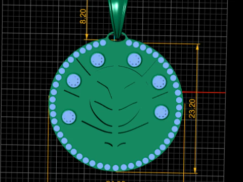 ROUND LEAVES PENDANT 3D Print Model