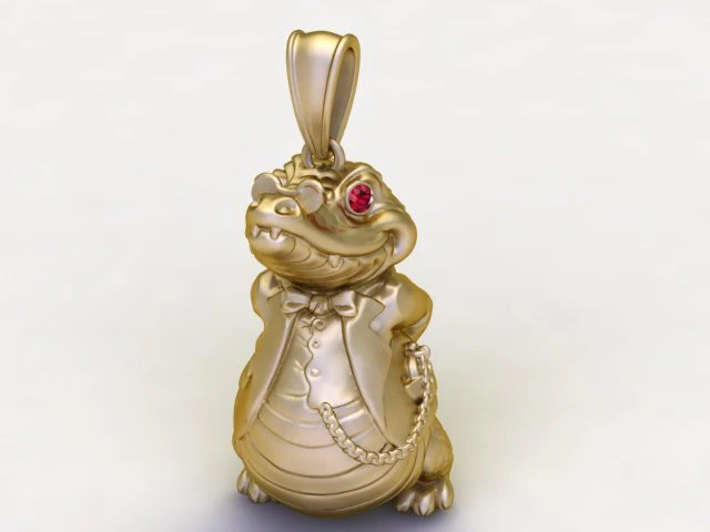 Crocodile Pendant 3D Print Model .c4d .max .obj .3ds .fbx .stl .blend