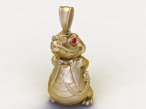 Crocodile Pendant 3Dプリントモデル