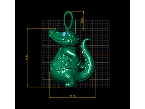 Crocodile Pendant 3D Print Model