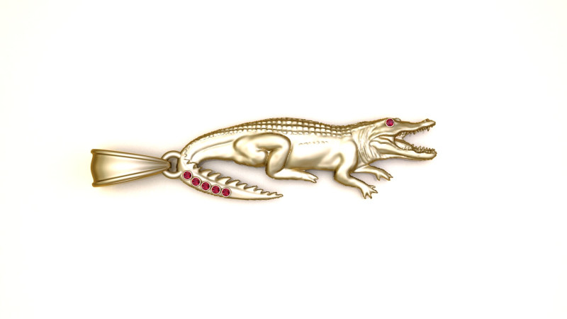 Crocodile Pendant 3Dプリントモデル .c4d .max .obj .3ds .fbx .stl .blend