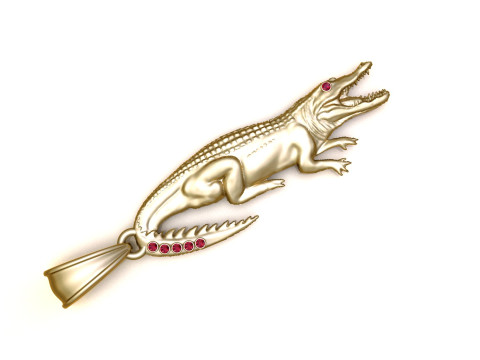 Crocodile Pendant 3Dプリントモデル