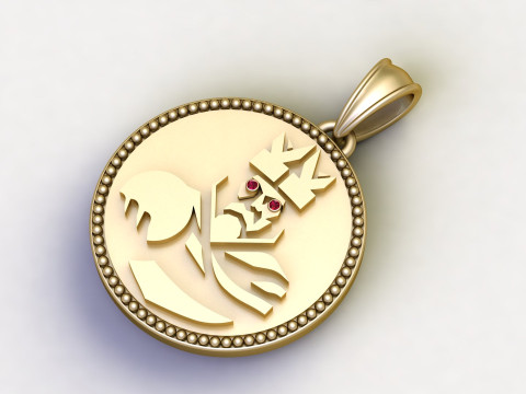 ROUND LION KING PENDANT 3Dプリントモデル