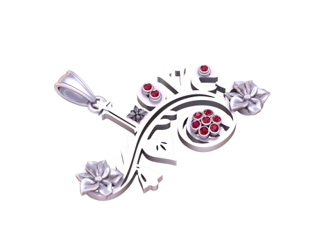 FLOWER AND LEAVES LOVE PENDANT 3D Print Model