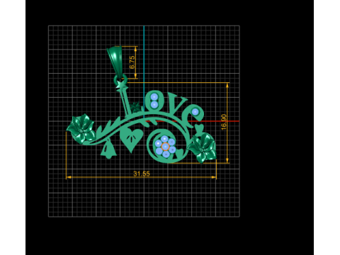 FLOWER AND LEAVES LOVE PENDANT 3D Print Model