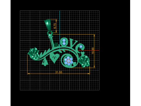FLOWER AND LEAVES LOVE PENDANT 3D Print Model