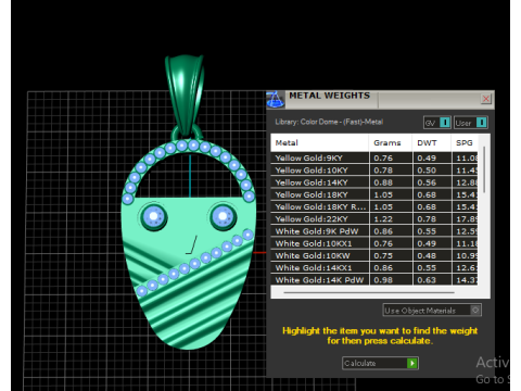 面金吊坠 3D 打印模型