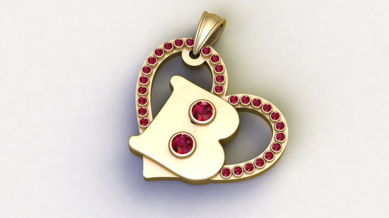HEART B PENDANT Modello di stampa 3D .c4d .max .obj .3ds .fbx .stl .blend 