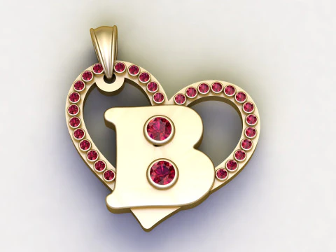 HEART B PENDANT 3D Print Model