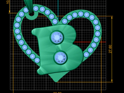 HEART B PENDANT 3D Print Model