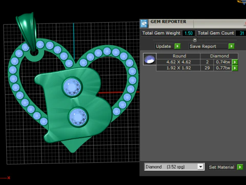 HEART B PENDANT 3D Print Model