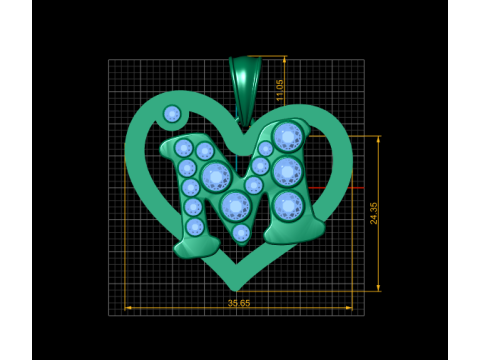 HEART M PENDANT Modello di stampa 3D