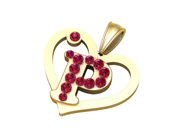 HEART P PENDANT 3D Print Model .c4d .max .obj .3ds .fbx .stl .blend