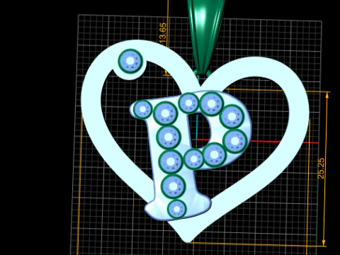 HEART P PENDANT 3D Print Model