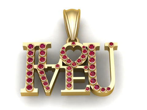 आई लव यू पेंडेंट 3D प्रिंट मॉडल