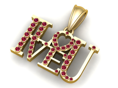 I LOVE YOU PENDANT 3D 프린트 모델