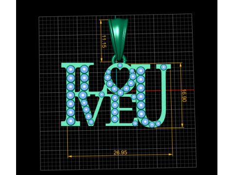 I LOVE YOU PENDANT 3D 프린트 모델