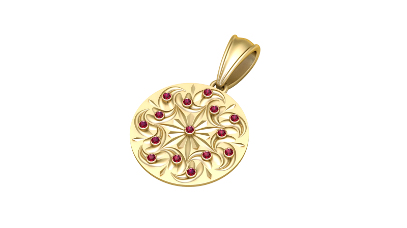 ROUND GOLD PENDANT 3D Print Model .c4d .max .obj .3ds .fbx .stl .blend 