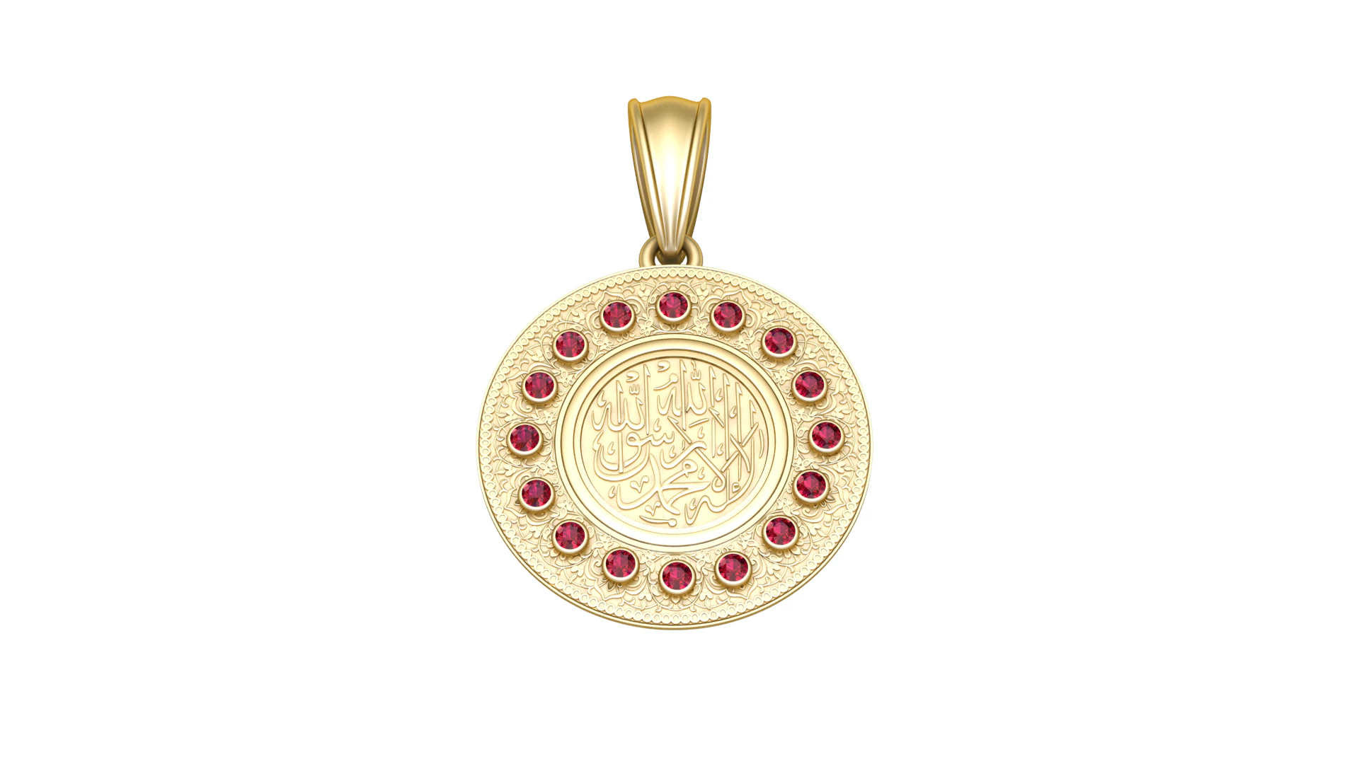 3D GOLD ROUND PENDANT 3D Print Model .c4d .max .obj .3ds .fbx .stl .blend