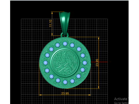 3D GOLD ROUND PENDANT Modello di stampa 3D