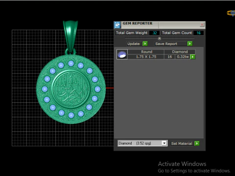 3D GOLD ROUND PENDANT 3D Print Model