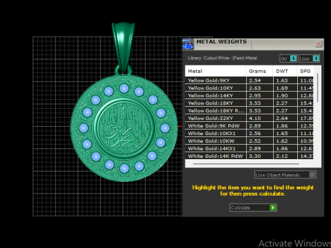 3D GOLD ROUND PENDANT 3D Print Model