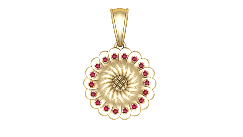 ROUND FLOWER GOLD PENDANT Model Cetak 3D .c4d .max .obj .3ds .fbx .stl .blend