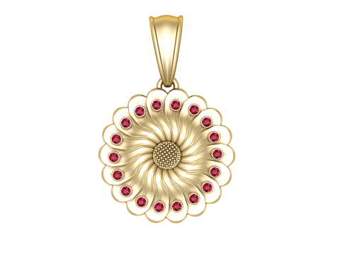 ROUND FLOWER GOLD PENDANT 3D Baskı Modeli