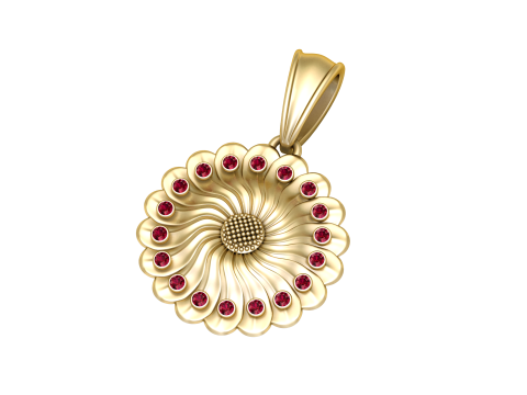 ROUND FLOWER GOLD PENDANT Model Cetak 3D