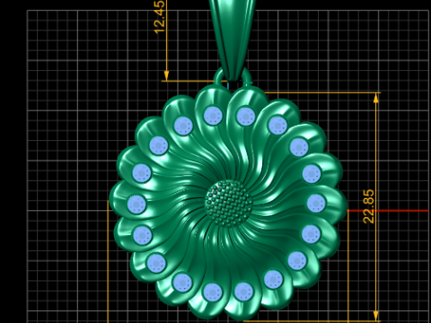 ROUND FLOWER GOLD PENDANT Model Cetak 3D