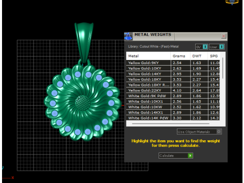 ROUND FLOWER GOLD PENDANT Model Cetak 3D
