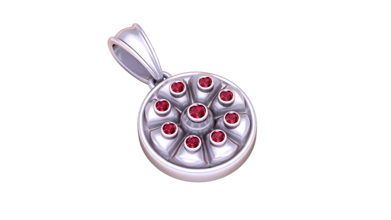 Round Flower Gold Pendant 3D 打印模型 .c4d .max .obj .3ds .fbx .stl .blend 