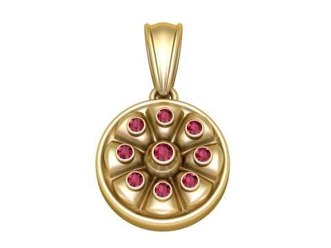 Round Flower Gold Pendant 3D 打印模型