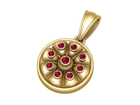 Round Flower Gold Pendant 3D 打印模型