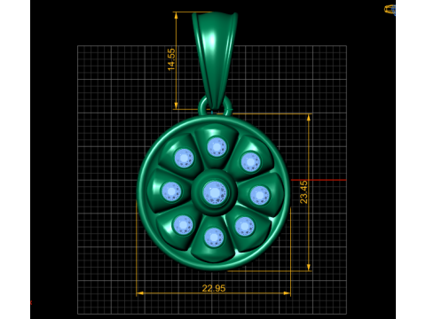 Round Flower Gold Pendant 3D 打印模型