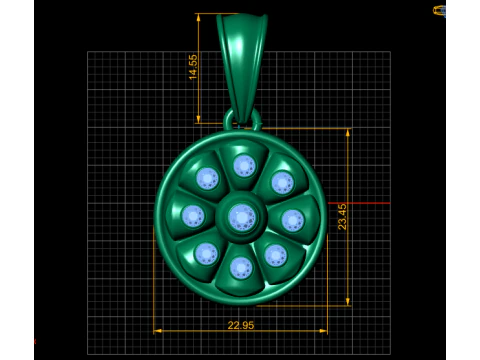 Round Flower Gold Pendant 3D Print Model