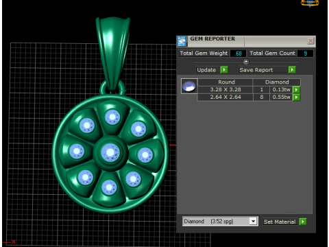 Round Flower Gold Pendant 3D Print Model