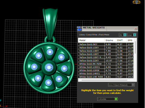 Round Flower Gold Pendant 3D 打印模型